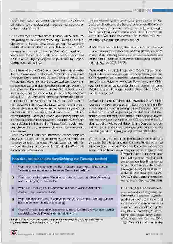 Vorschauseite 2: Spannung zwischen Fürsorge und Autonomie in der Pflege bei nicht einsichtsund urteilsfähigen Patienten und Patientinnen