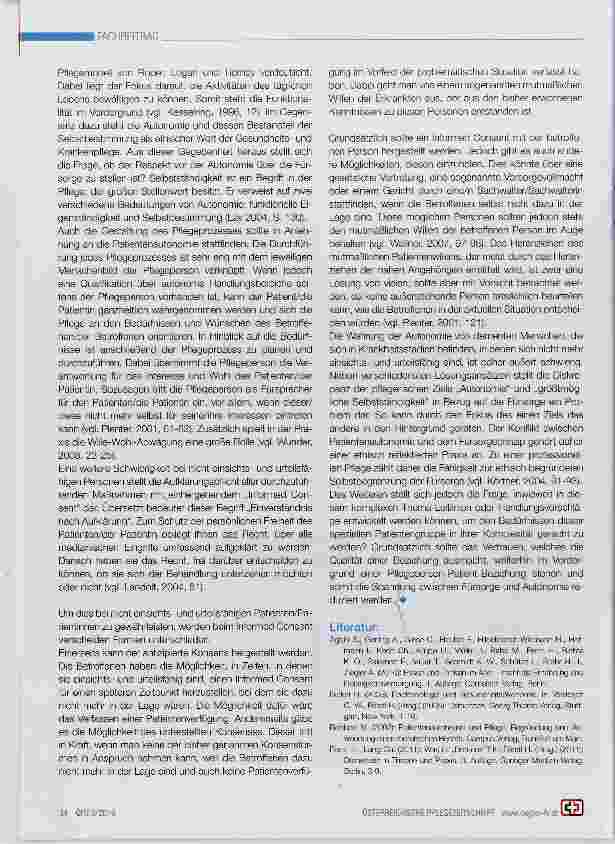Vorschauseite 3: Spannung zwischen Fürsorge und Autonomie in der Pflege bei nicht einsichtsund urteilsfähigen Patienten und Patientinnen
