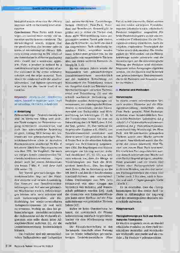 Vorschauseite 2: Qualität und Prüfung von gebrauchsfertigen Desinfektionstüchern