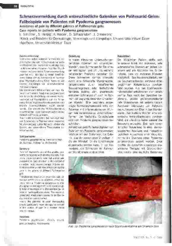 Vorschauseite 1: Schmerzvermeidung durch unterschiedliche Galeniken von Polihexanid-Gelen:Fallbeispiele von Patienten mit Pyoderma gangraenosum
