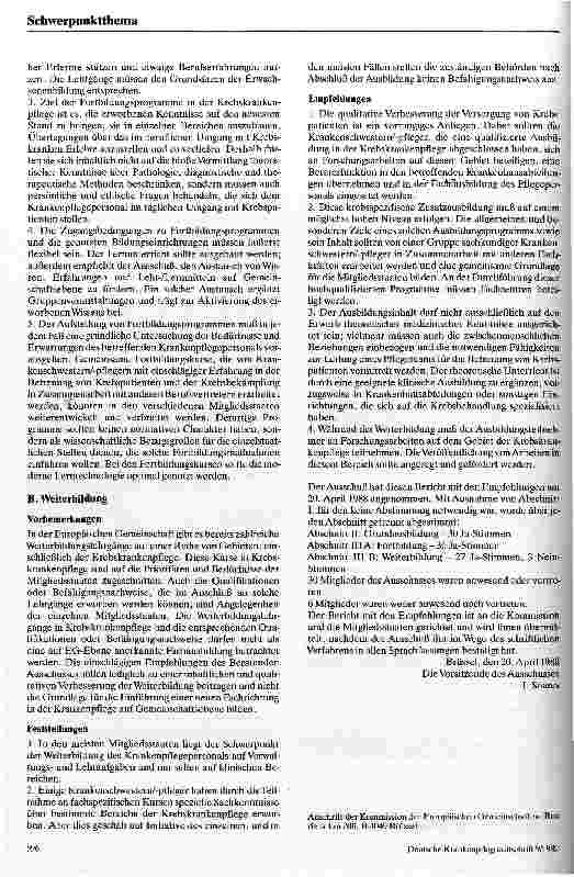 Vorschauseite 3: Bericht und Empfehlung über die krebsspezifische Ausbildung