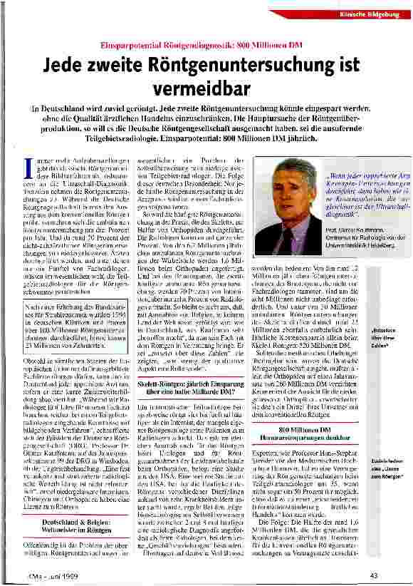 Vorschauseite 1: Jede zweite Röntgenuntersuchung ist vermeidbar
