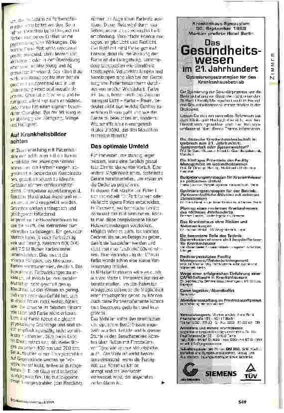 Vorschauseite 2: Die Macht der Farben Überlegungen zur Neugestaltung von Patientenzimmern