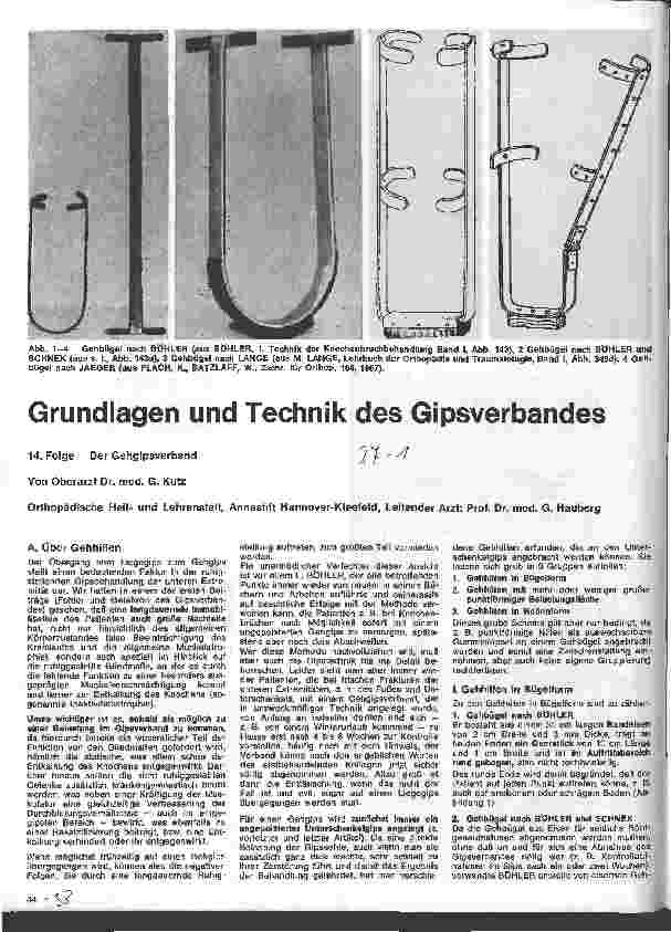 Vorschauseite 1: Grundlagen und Technik des Gipsverbandes 14. Folge: Der Gipsverband
