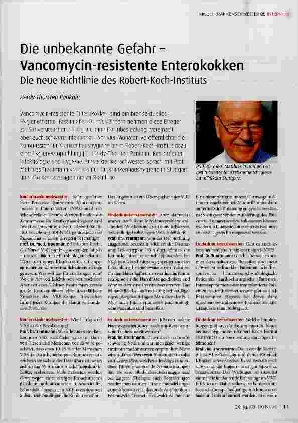 Vorschauseite 1: Die unbekannte Gefahr- Vancomycin-resistente Enterokokken