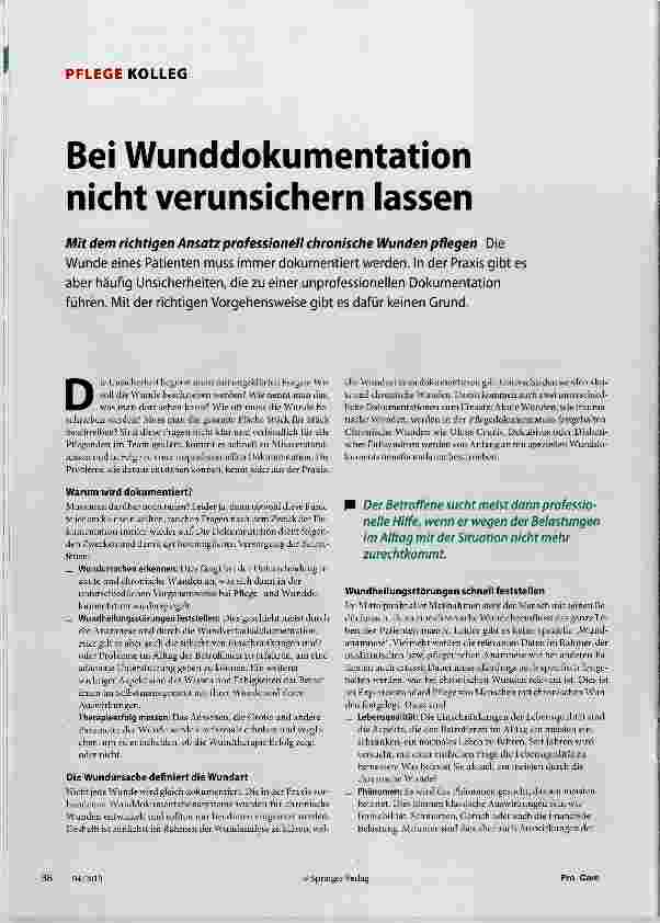 Vorschauseite 1: Bei Wunddokumentation nicht verunsichern lassen