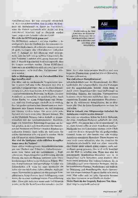 Vorschauseite 4: Kein Patient sollte an einer Anästhesie sterben