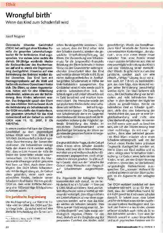 Vorschauseite 1: Wrongful birth Wenn das Kind zum Schadenfall wird