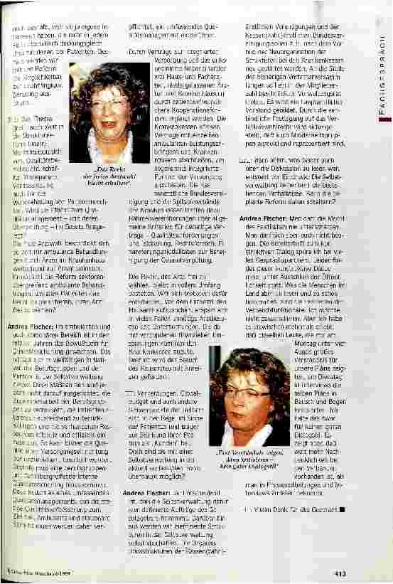 Vorschauseite 2: Patientenrechte - die Kassen müssen zahlen Interview mit Bundesgesundheitsministerin Andrea Fischer
