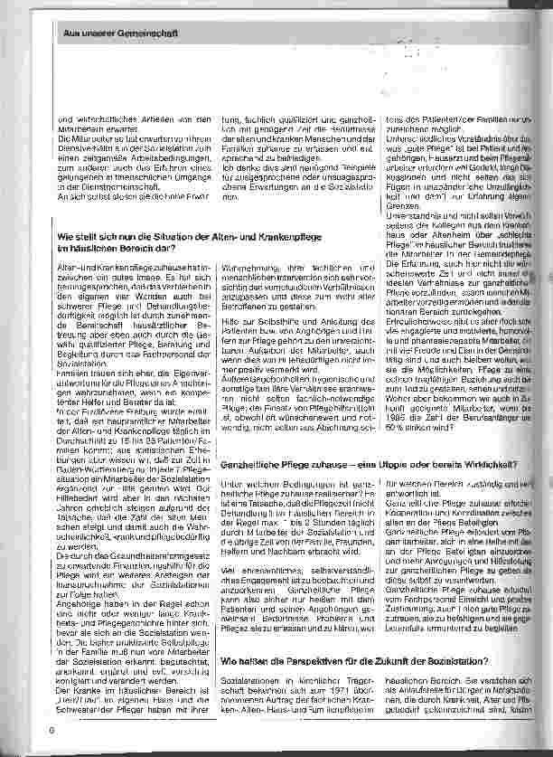 Vorschauseite 2: Städtetreffen der Caritas-Schwesternschaft in Paderborn Statement: Situation Sozialstation
