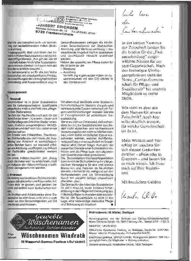 Vorschauseite 3: Städtetreffen der Caritas-Schwesternschaft in Paderborn Statement: Situation Sozialstation
