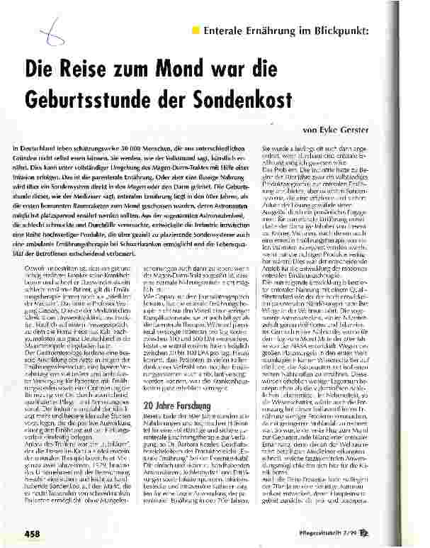 Vorschauseite 1: Die Reise zum Mond war die Geburtsstunde der Sondenkost