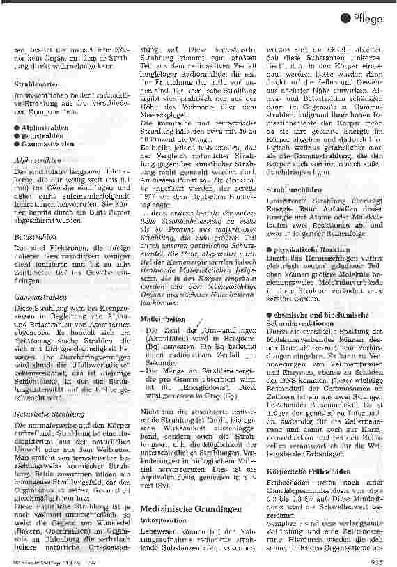 Vorschauseite 2: Die Versorgung radioaktiv verstrahlter Patienten Chemische Grundlagen und pflegerische Versorgung