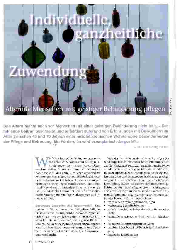 Vorschauseite 1: ZuwendungAlternde Menschen mit geistiger Behinderung pflegen