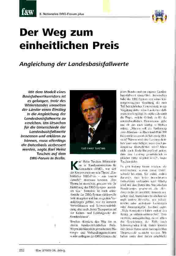 Vorschauseite 1: Der Weg zum einheitlichen PreisAngleichung der Landesbasisfallwerte