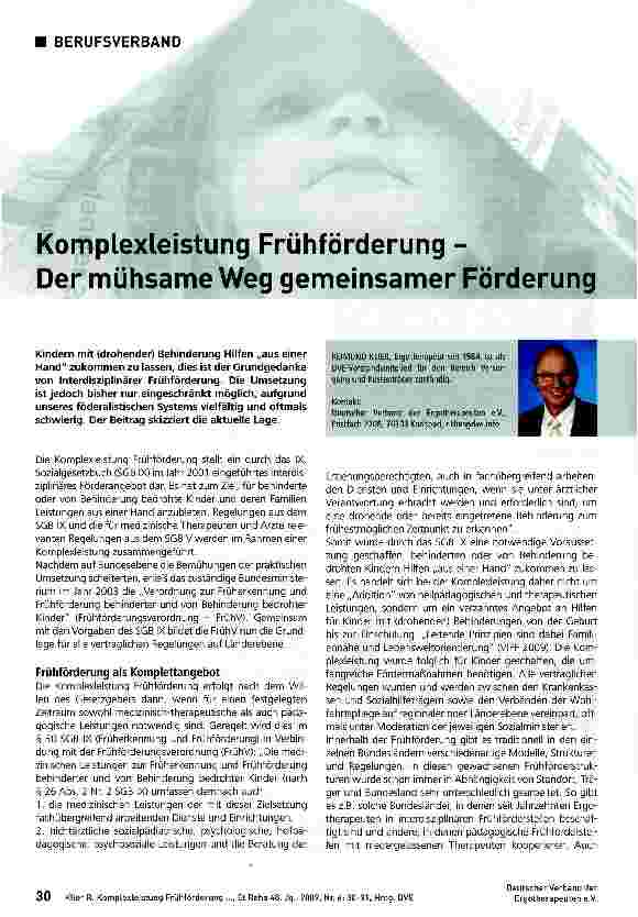 Vorschauseite 1: Komplexleistung Frühförderung -Der mühsame Weg gemeinsamer Förderung