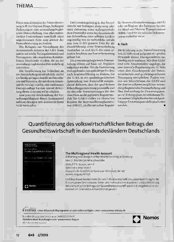 Vorschauseite 5: Regulierung von Arzneimitteln für neuartige Therapien durch den Gemeinsamen Bundesausschuss