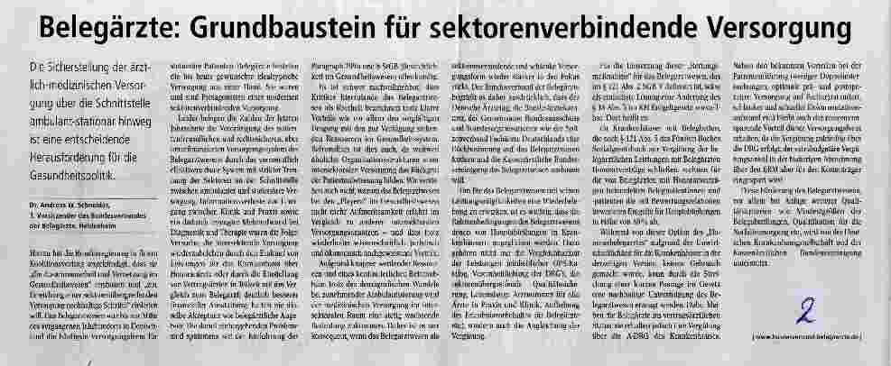 Vorschauseite 1: Belegärzte: Grundbaustein für sektorenverbindende Versorgung