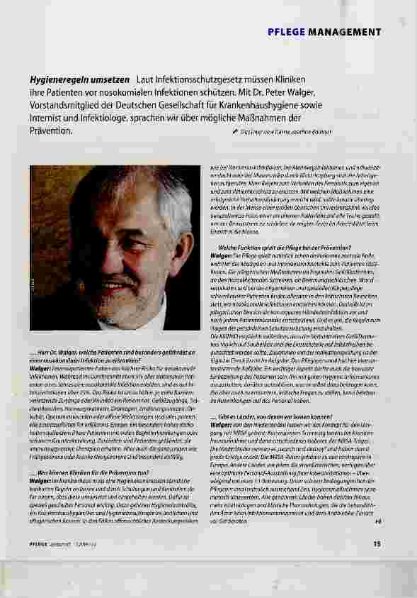 Vorschauseite 2: Das Hygienemanagement einer Klinik ist entscheidend für die Prävention nosokomialer Infektionen. Dazu gehören klar definierte Regeln, transparente Analysen und eine offeneFeedback…