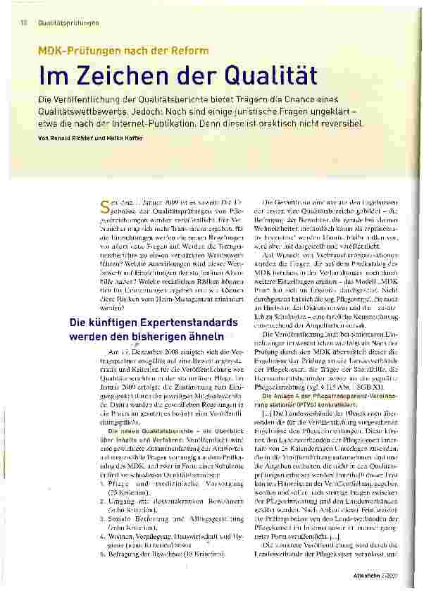 Vorschauseite 1: Im Zeichen der Qualität