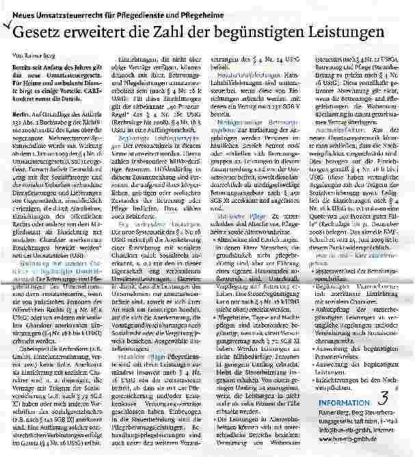 Vorschauseite 1: Gesetz erweitert die Zahl der begünstigten Leistungen
