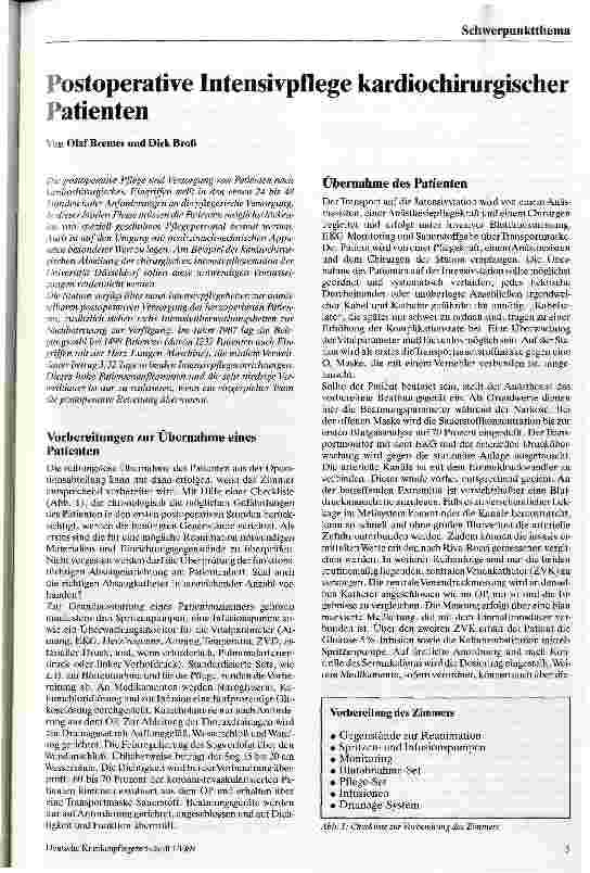 Vorschauseite 1: Postoperative Intensivpflege kardiochirurgischer Patienten