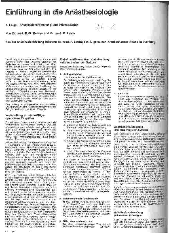Vorschauseite 1: Einführung in die Anästhesie 4. Folge: Anästhesievorbereitung und Prämedikation