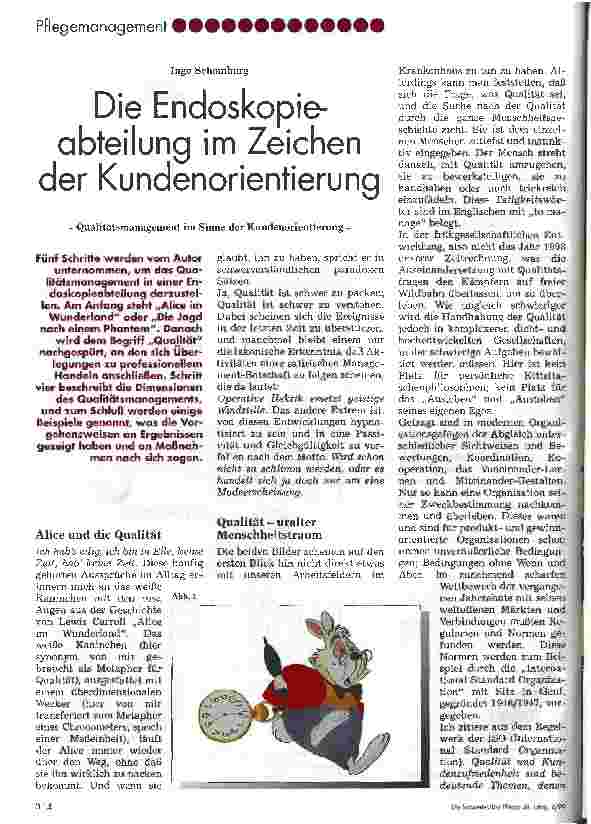 Vorschauseite 1: Die Endoskopieabteilung im Zeichen der Kundenorientierung Qualitätsmanagement im Sinne der Kundenorientierung