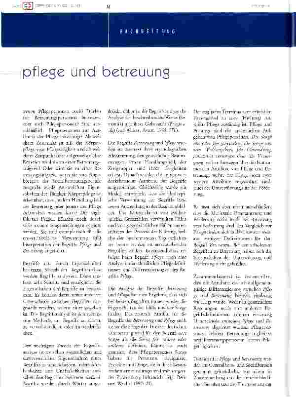 Vorschauseite 2: pflege und betreuung - die Verwendung von begriffen bestimmt das bild