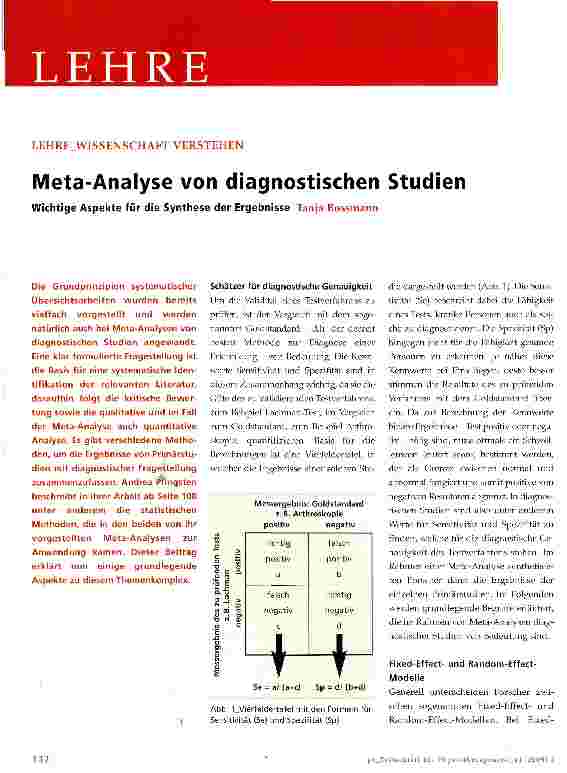 Vorschauseite 1: Meta-Analyse von diagnostischen Studien