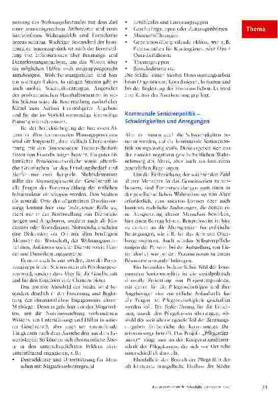 Vorschauseite 2: Die Förderung aktiven Alters lässt die Gesellschaft wieder enger zusammenrücken