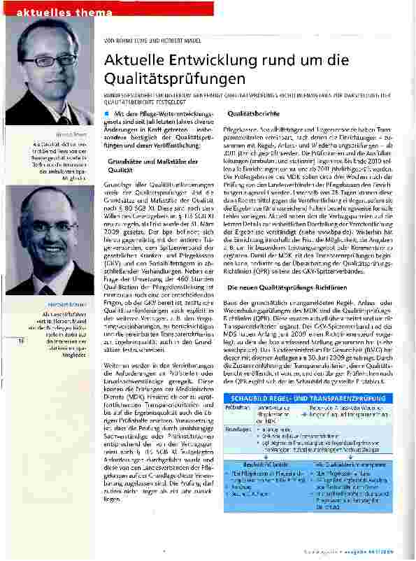 Vorschauseite 1: Aktuelle Entwicklung rund um die Qualitätsprüfungen