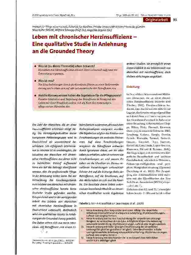 Vorschauseite 1: Leben mit chronischer Herzinsuffizienz -Eine qualitative Studie in Anlehnung an die Grounded Theory