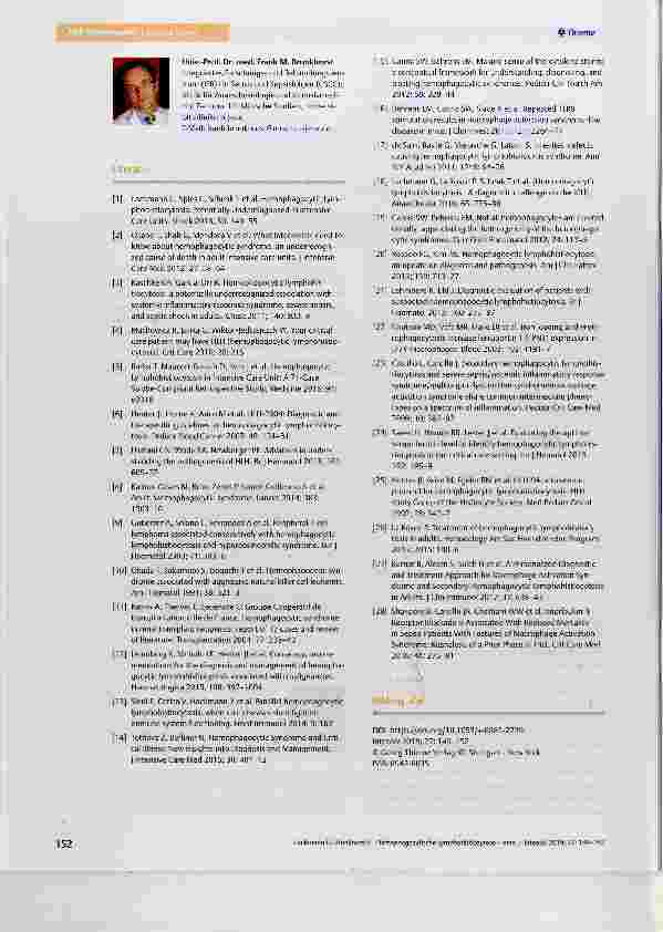 Vorschauseite 4: Hämophagozytische Lymphohistiozytose eine seltene, aber schwere Komplikation