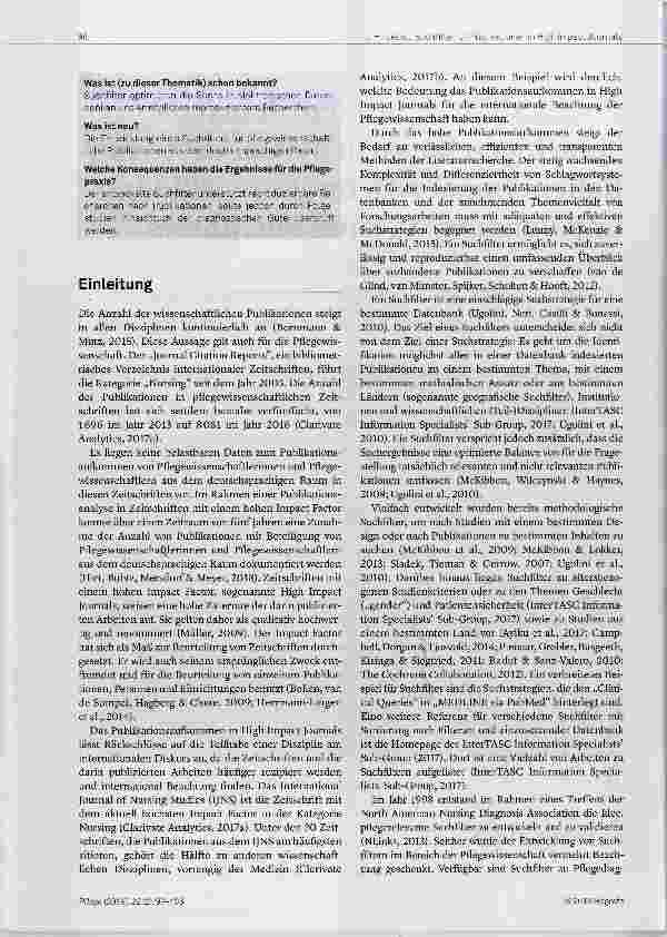 Vorschauseite 2: Publikationen aus dem deutschsprachigen Raum in Zeitschriften mit hohem Impact Factor: Entwicklung und Validierung eines Suchfilters