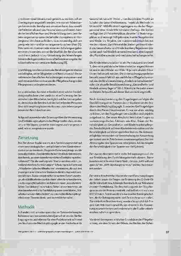 Vorschauseite 2: Fortbildungsbedarf auf einer neonatologischen und pädiatrischen Intensivstation