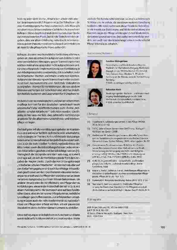 Vorschauseite 6: Fortbildungsbedarf auf einer neonatologischen und pädiatrischen Intensivstation