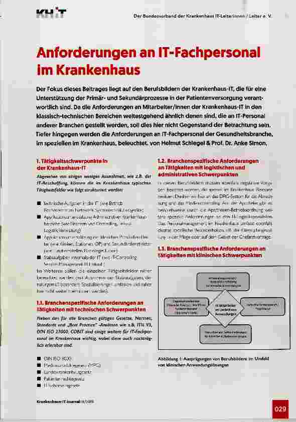 Vorschauseite 1: Anforderungen an IT-Fachpersonal im Krankenhaus