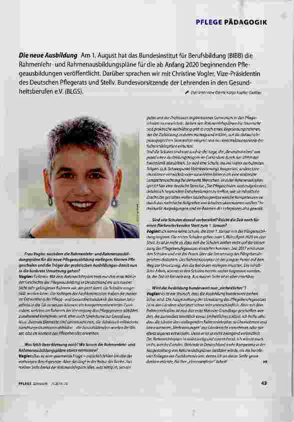 Vorschauseite 2: „Die Kollegen der Fachkommission haben die moderne Entwicklung der Pflegeund Gesundheitsdidaktik der letzten Jahrzehnte in die Tat umsetzen können: ein kompetenzorientiertes Curri…