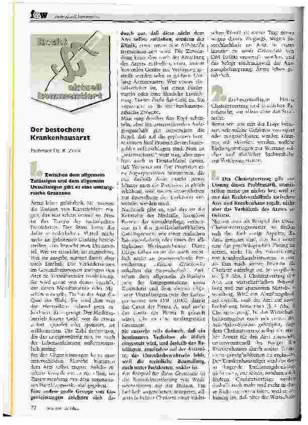 Vorschauseite 1: Der bestochene Krankenhausarzt