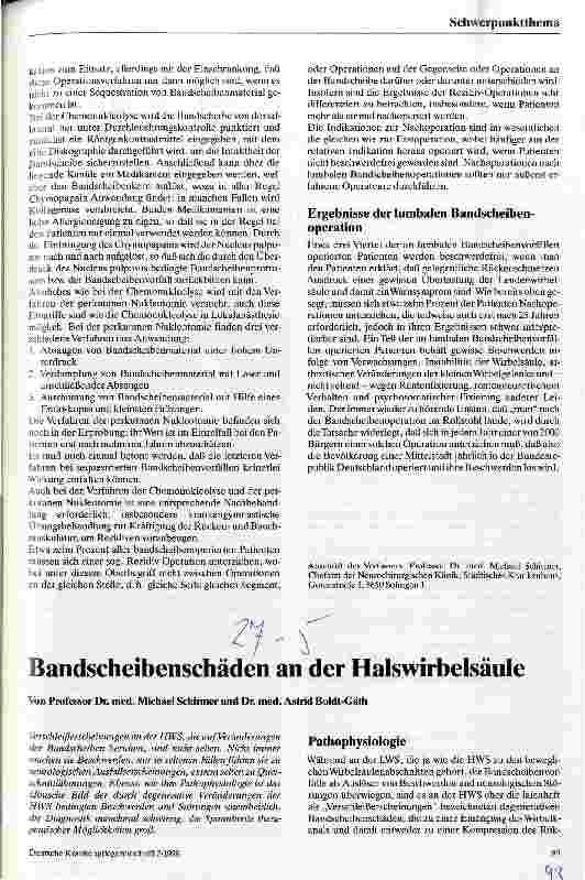 Vorschauseite 1: Bandscheibenschäden an der Halswirbelsäule