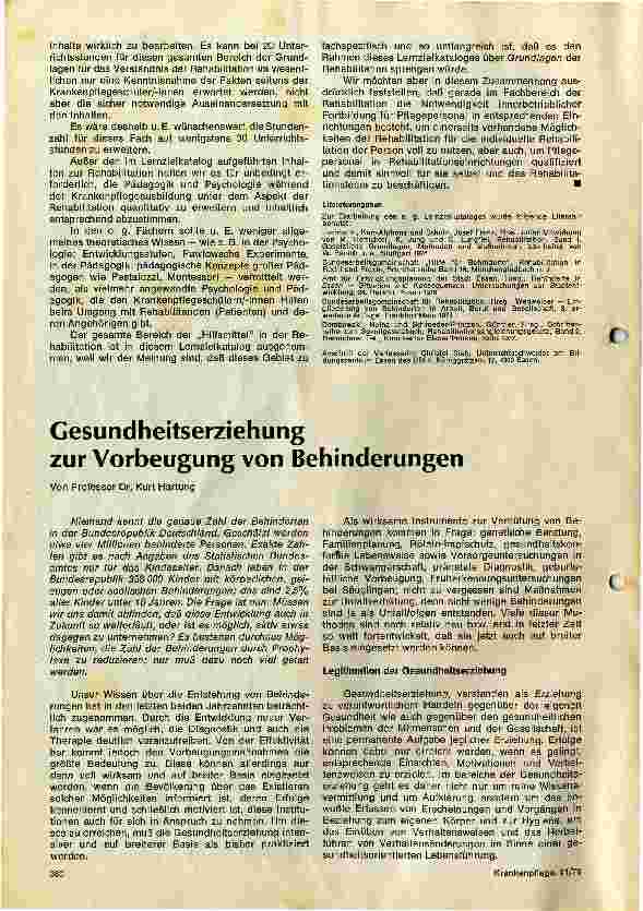 Vorschauseite 3: Lernzielkatalog für das Fach Grundlagen der Rehabilitation in der Krankenpflegeausbildung