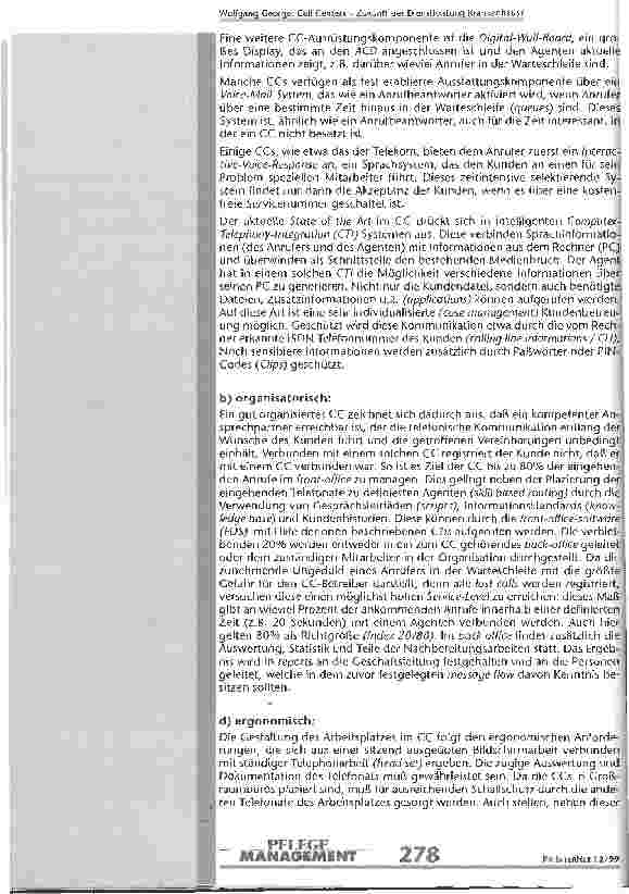 Vorschauseite 4: Call Centers - Zukunft def Dienstleistung Krankenhaus?