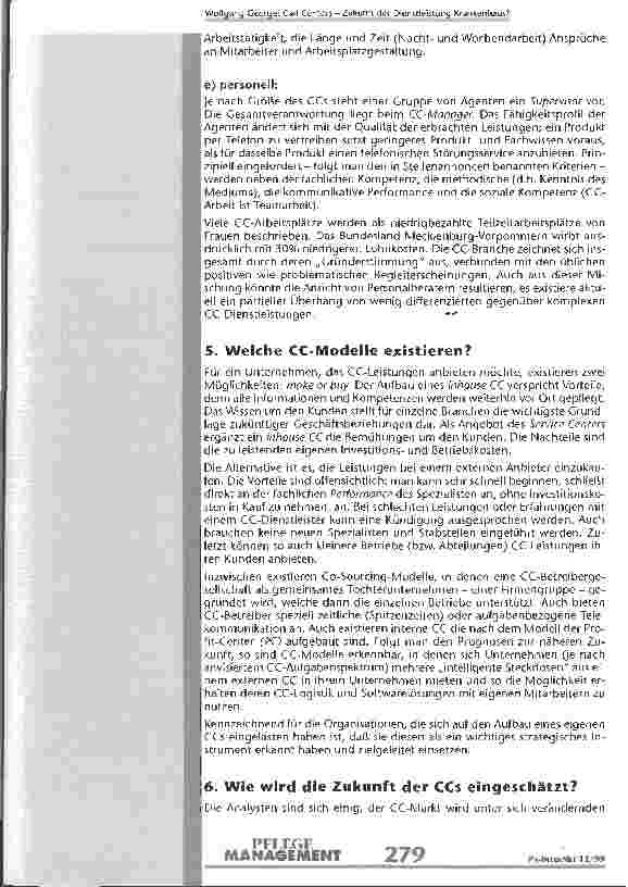 Vorschauseite 5: Call Centers - Zukunft def Dienstleistung Krankenhaus?