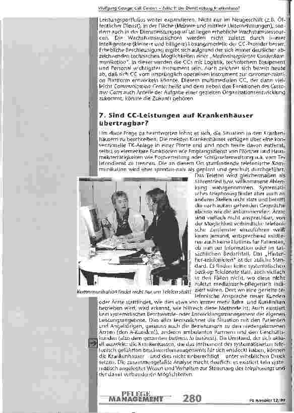 Vorschauseite 6: Call Centers - Zukunft def Dienstleistung Krankenhaus?
