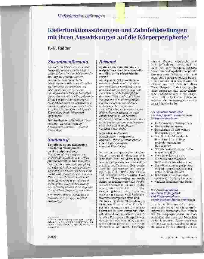 Vorschauseite 1: Kieferfunktionsstörungen und Zahnfehlstellungen mit ihren Auswirkungen auf die Körperperipherie