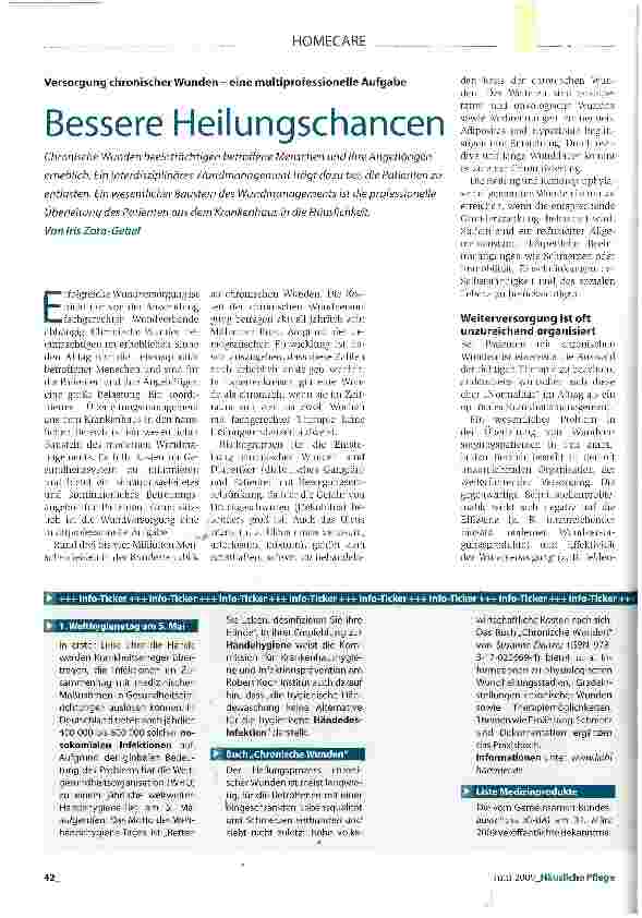 Vorschauseite 1: Versorgung chronischer Wunden - eine multiprofessionelle AufgabeBessere Heilungschancen