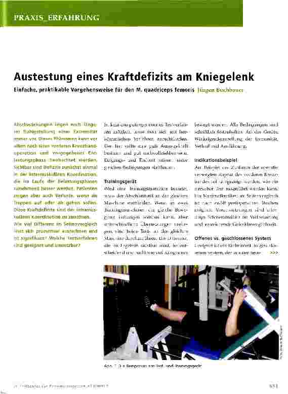 Vorschauseite 1: Austestung eines Kraftdefizits am Kniegelenk
