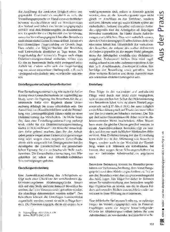 Vorschauseite 4: Zwei Jahre Allgemeines Gleichbehandlungsgesetz (AGG) in der Pflege (2. Teil)