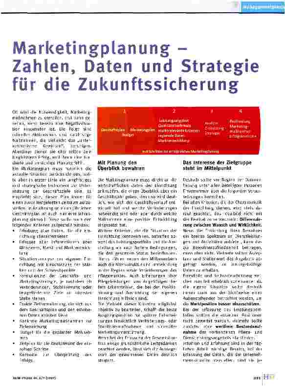 Vorschauseite 1: Marketingplanung -Zahlen, Daten und Strategie für die Zukunftssicherung